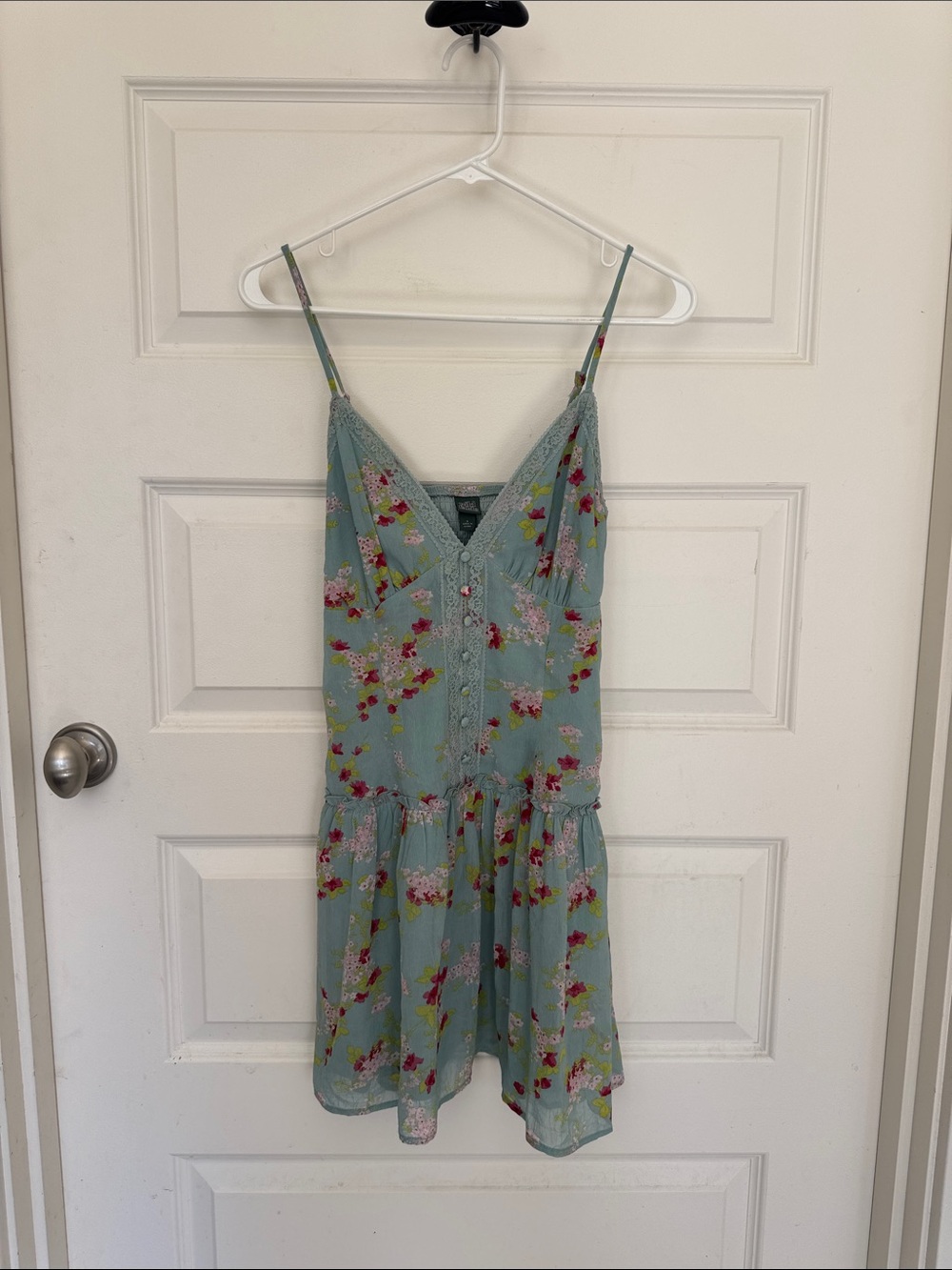 wild fable Sage Green Floral Spaghetti-Strap Mini Dress